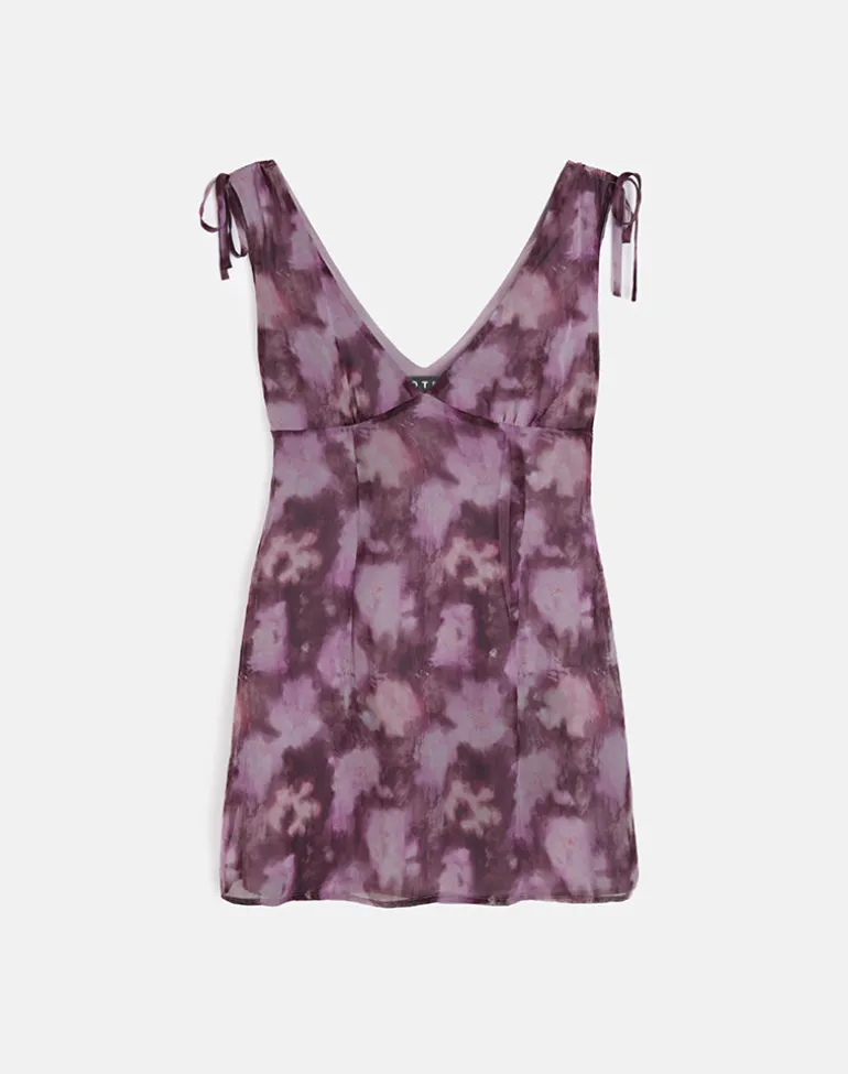 Carmila Mini Dress in Chiffon Floral Purple