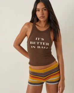 Carter Vest Top in Cocoa It's Better in Bali Slogan
