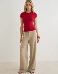 Cash High V Neck Top in Adrenaline Red