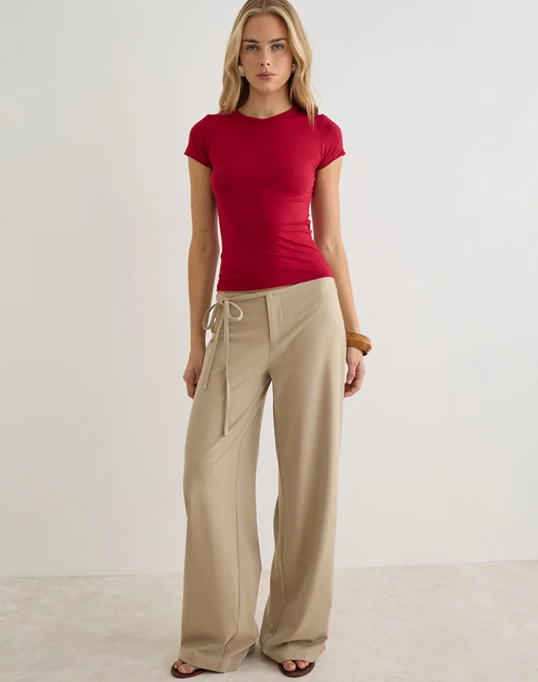 Cash High V Neck Top in Adrenaline Red