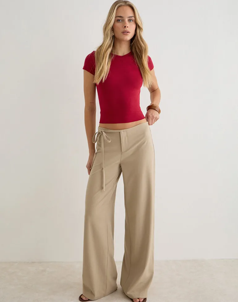 Cash High V Neck Top in Adrenaline Red