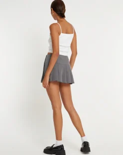 Casini Pleated Micro Skirt in Charcoal