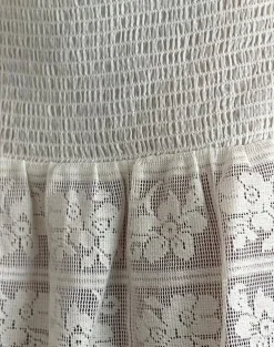 Cathyna Crochet Shirred Mini Skirt in Poplin White
