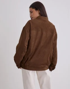 Cavita Jacket in Faux Suede Brown