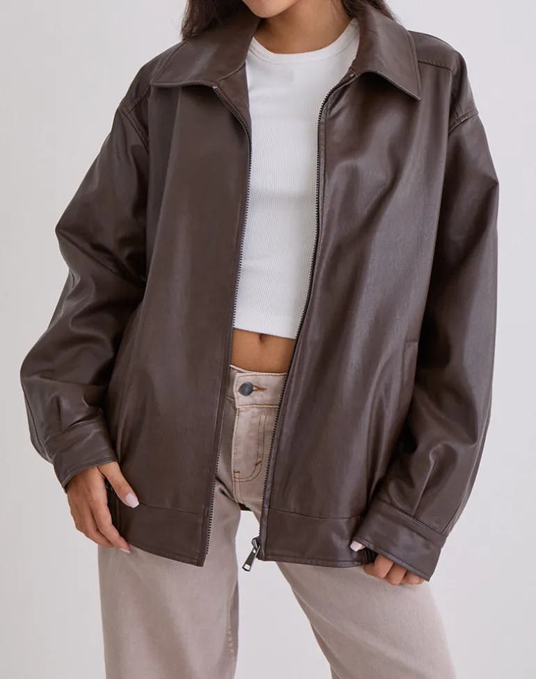 Cavita Jacket in PU Bitter Chocolate