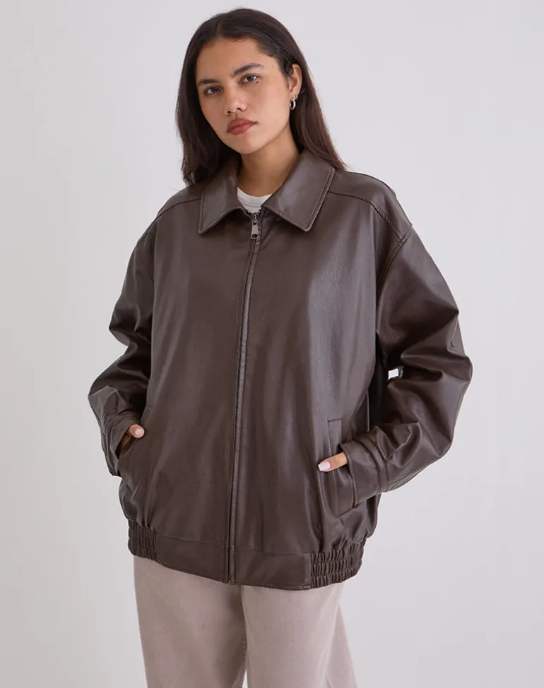 Cavita Jacket in PU Bitter Chocolate