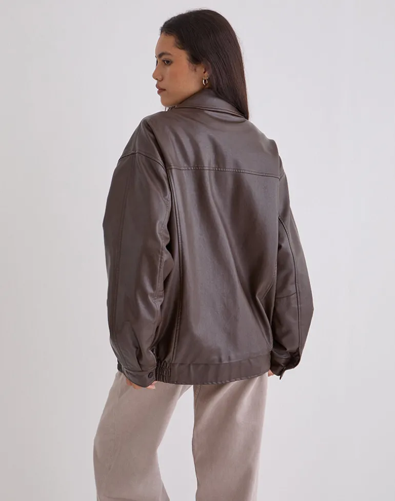 Cavita Jacket in PU Bitter Chocolate