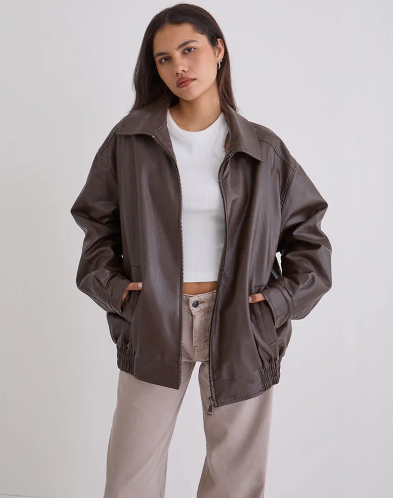 Cavita Jacket in PU Bitter Chocolate