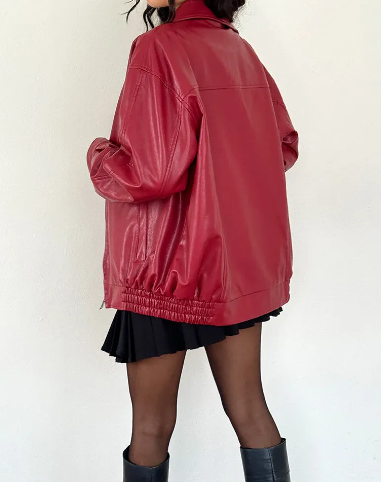 Cavita PU Jacket in Blood Red