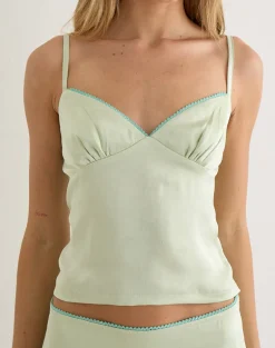 Chatura Cami Top in Satin Sage with Picot Trim
