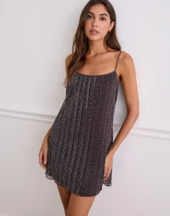 Cheria Mini Dress in Shimmer Plisse Brown