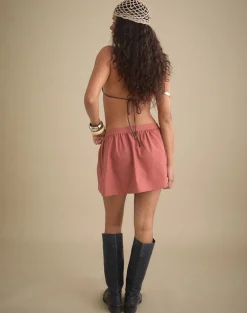 Chessy Mini Skirt in Linen Tuscan Red