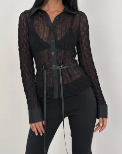Christabel Shirt in Textured Mesh Black