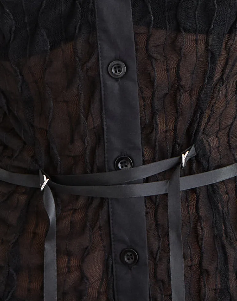Christabel Shirt in Textured Mesh Black