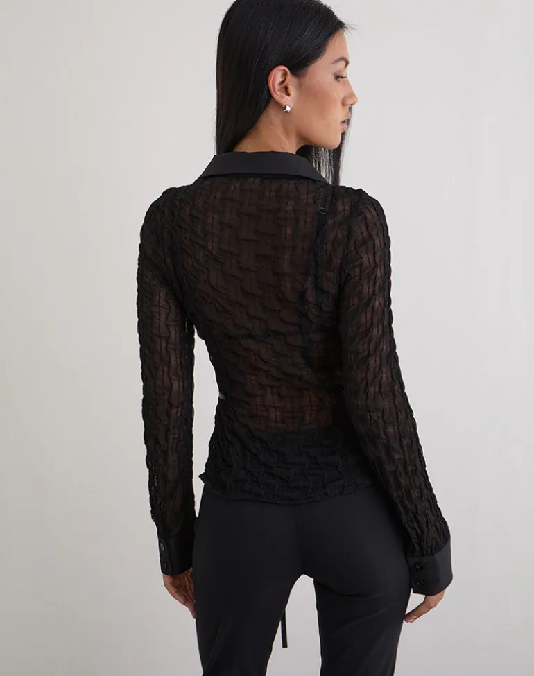 Christabel Shirt in Textured Mesh Black