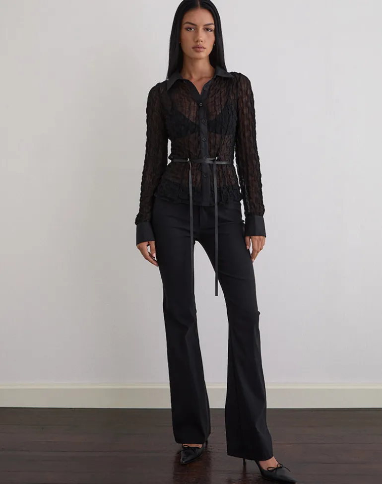 Christabel Shirt in Textured Mesh Black