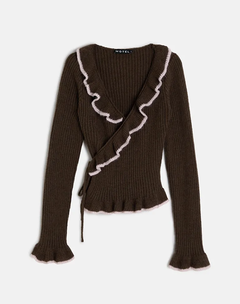 Christella Top in Dark Chocolate with Pink