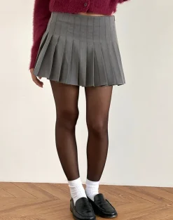 Cida Pleated Mini Skirt in Dark Charcoal