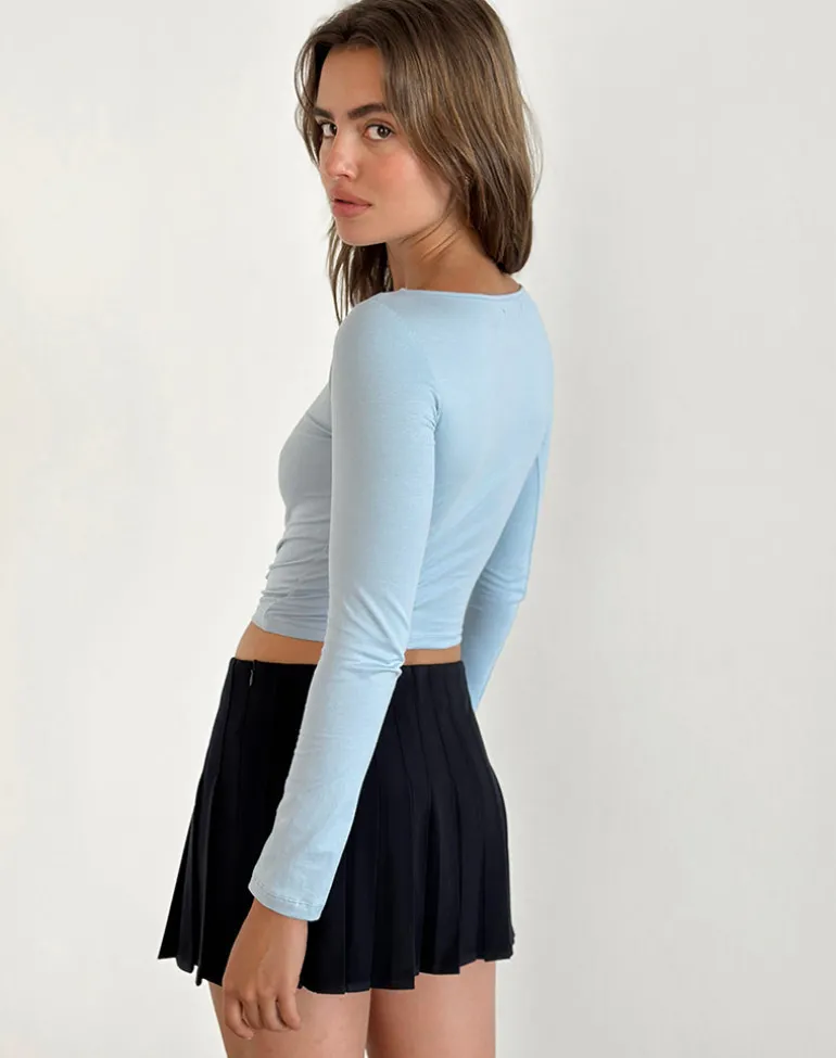 Cida Small Pleat Mini Skirt in Navy