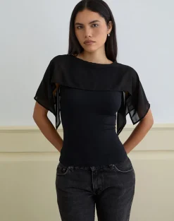 Cirata Top in Rayon Jersey Chiffon Black