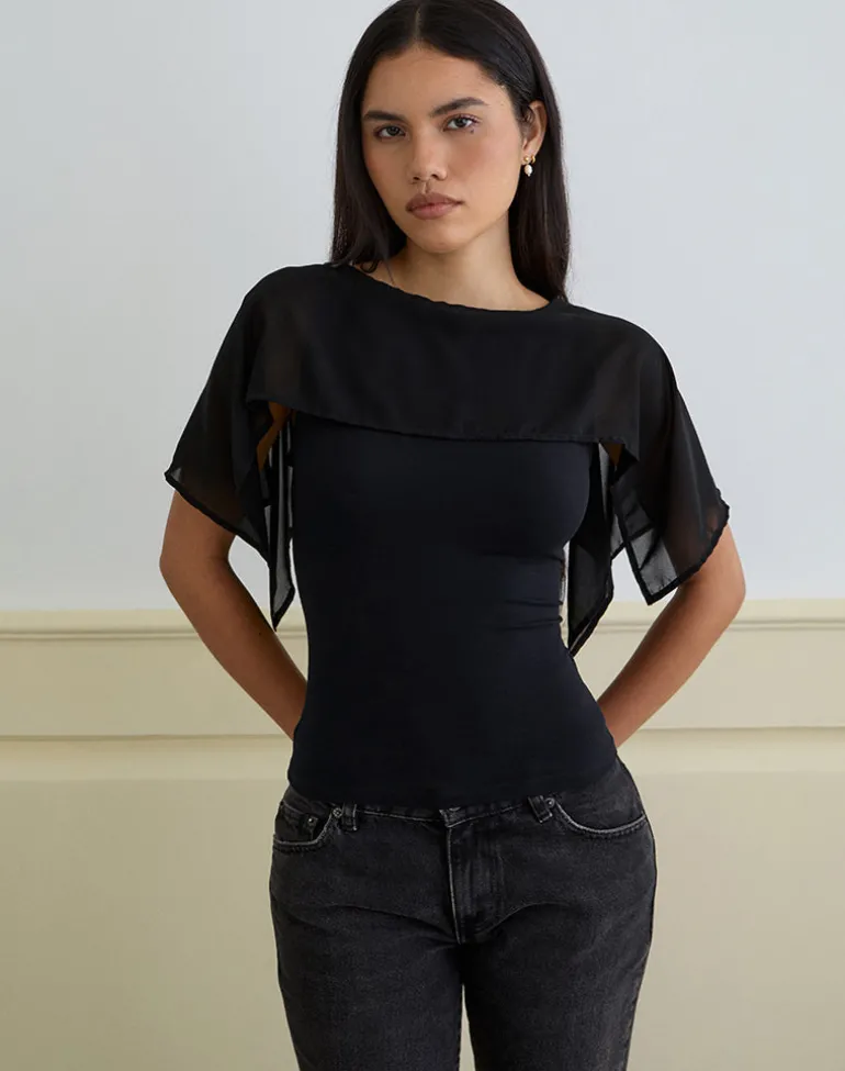 Cirata Top in Rayon Jersey Chiffon Black