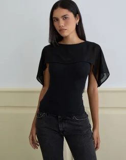 Cirata Top in Rayon Jersey Chiffon Black