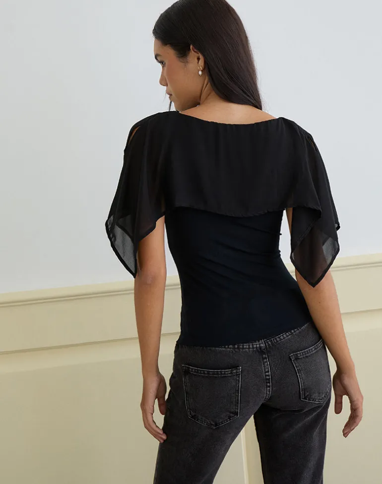 Cirata Top in Rayon Jersey Chiffon Black