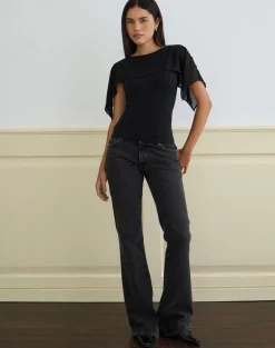 Cirata Top in Rayon Jersey Chiffon Black