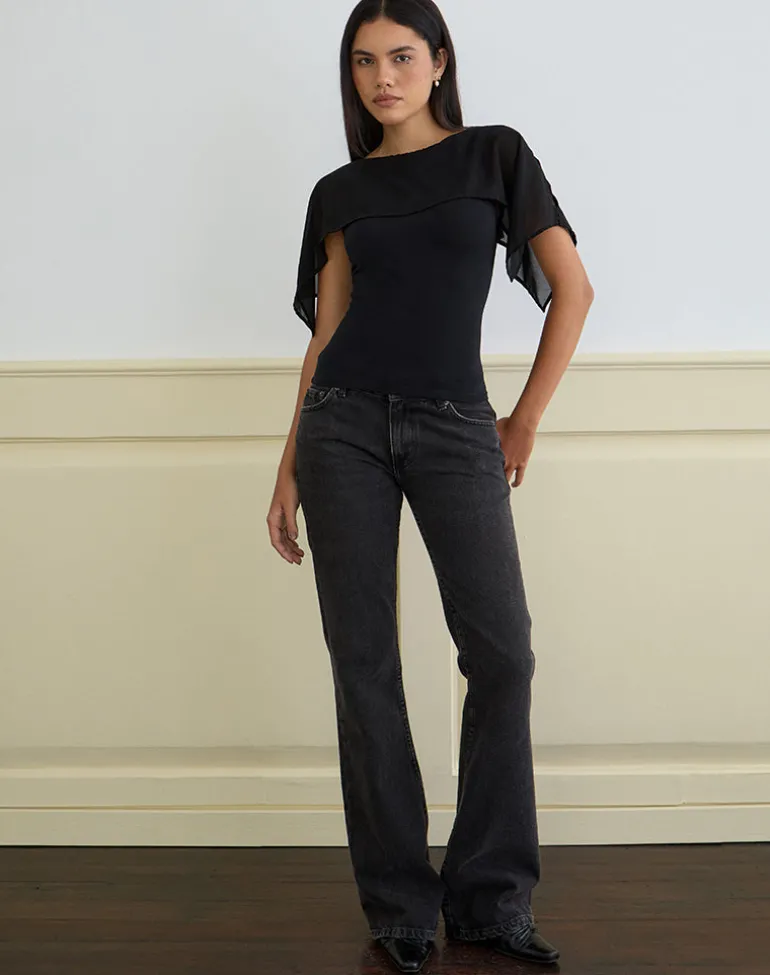 Cirata Top in Rayon Jersey Chiffon Black