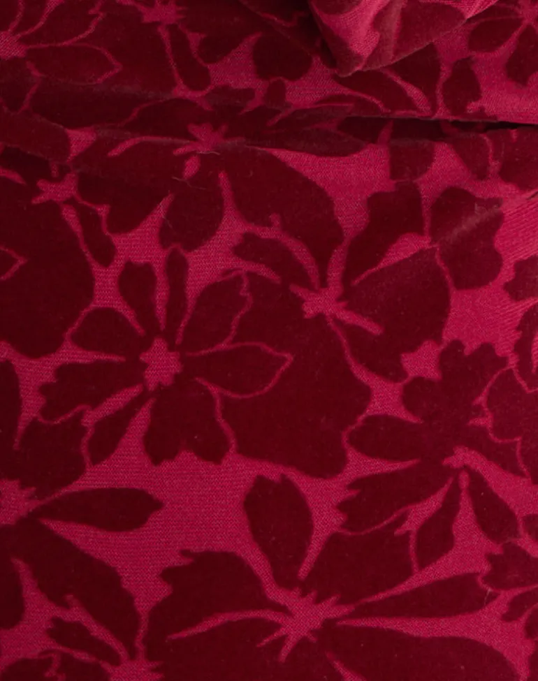 Clandy Cowl Top in Flocked Mesh Flower Cherry