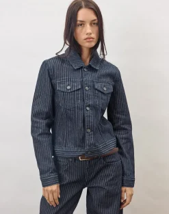 Classic Denim Jacket in Stripe Indigo