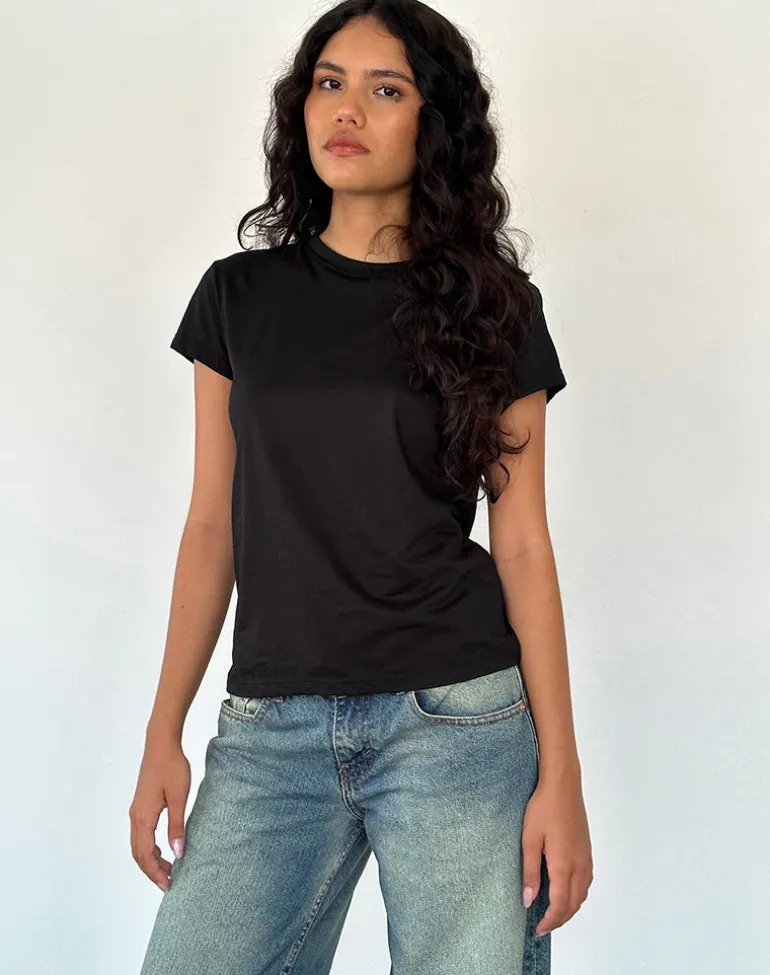 Clio Baggy Tee in Black Tissue Jersey