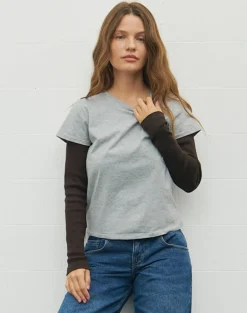 Clio Baggy Tee in Grey Marl