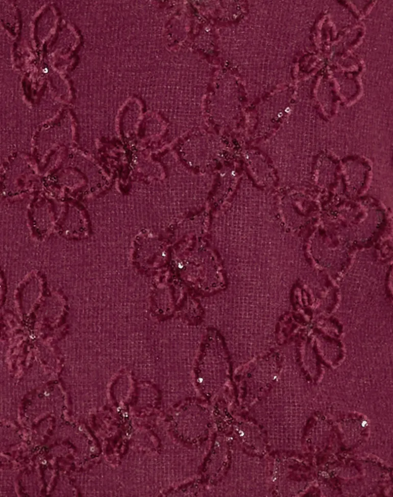 Codami Halterneck Mini Dress in Sequin Knit Burgundy