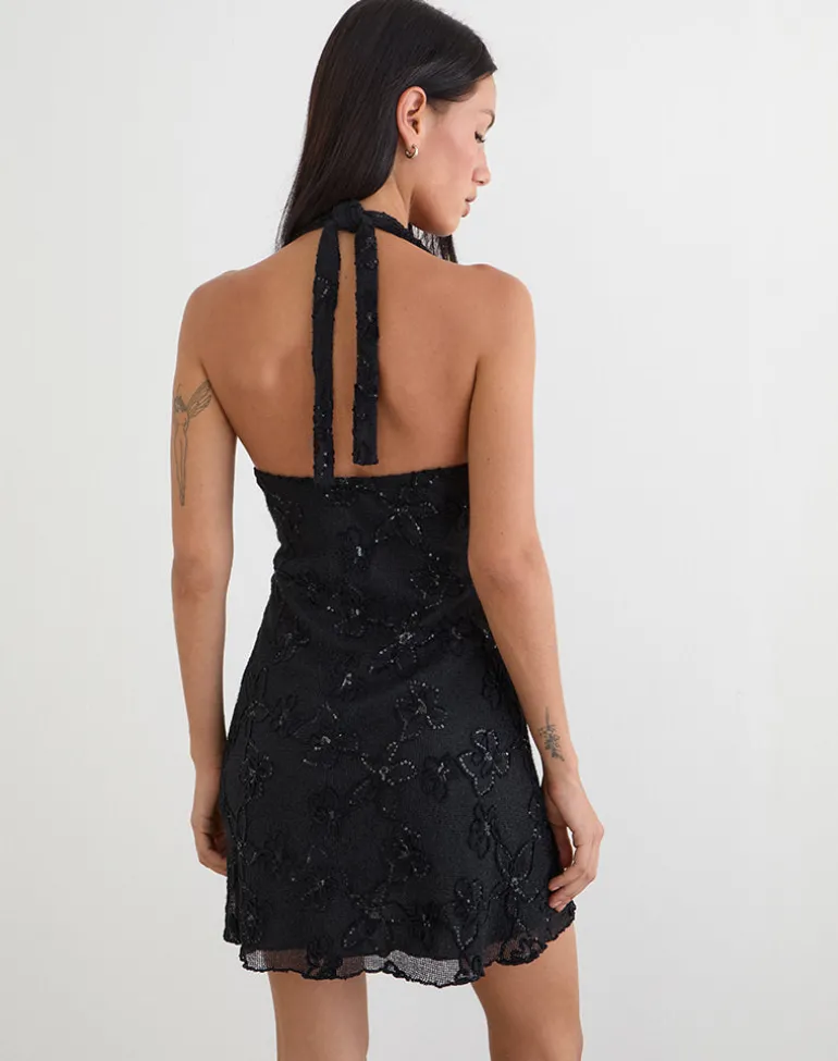 Codami Mini Dress in Sequin Knit Black