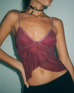 Cojira Mesh Butterfly Top in Tonal Burgundy Paisley