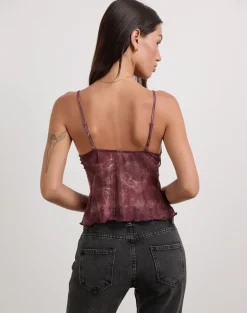 Cojira Top in Mesh Tonal Paisley Plum