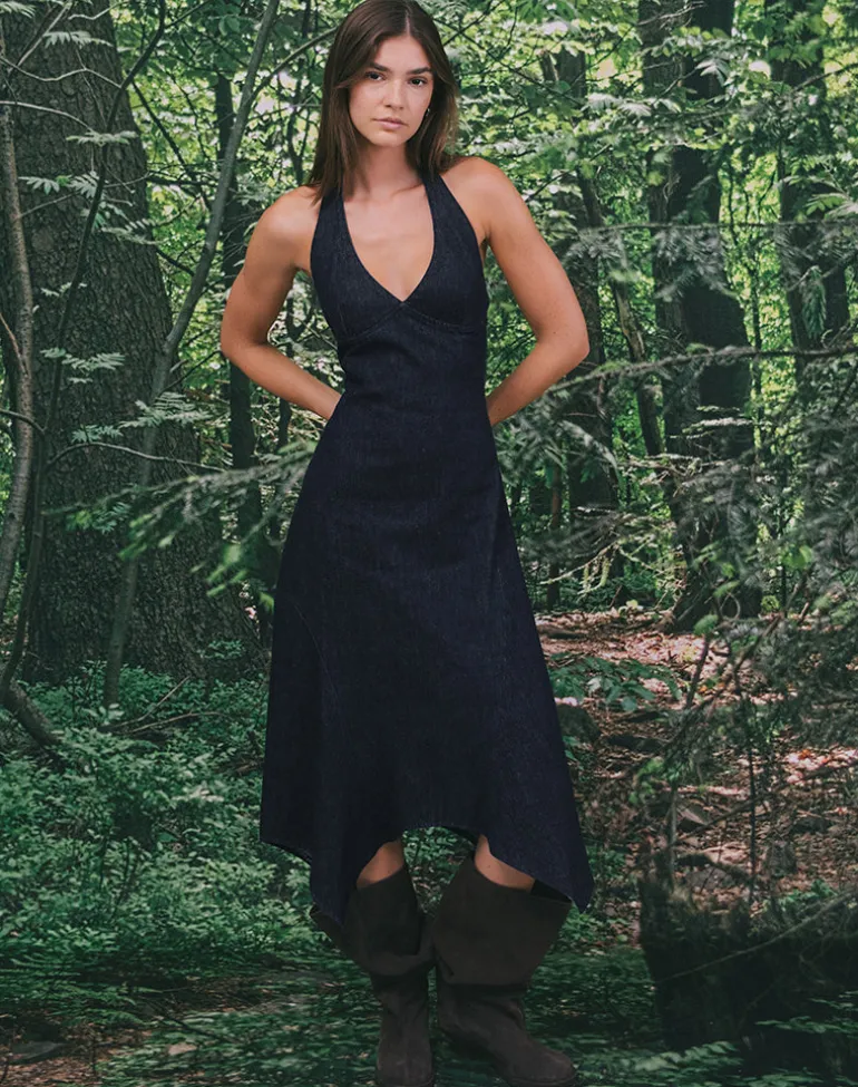 Comari Midi Dress in Chambray Indigo