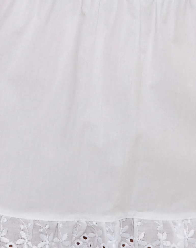 Corazon Mini Skirt in White with Lace