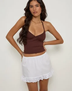 Corazon Mini Skirt in White with Lace