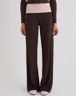 Coreta Foldover Trouser in Bitter Chocolate and Light Lilac