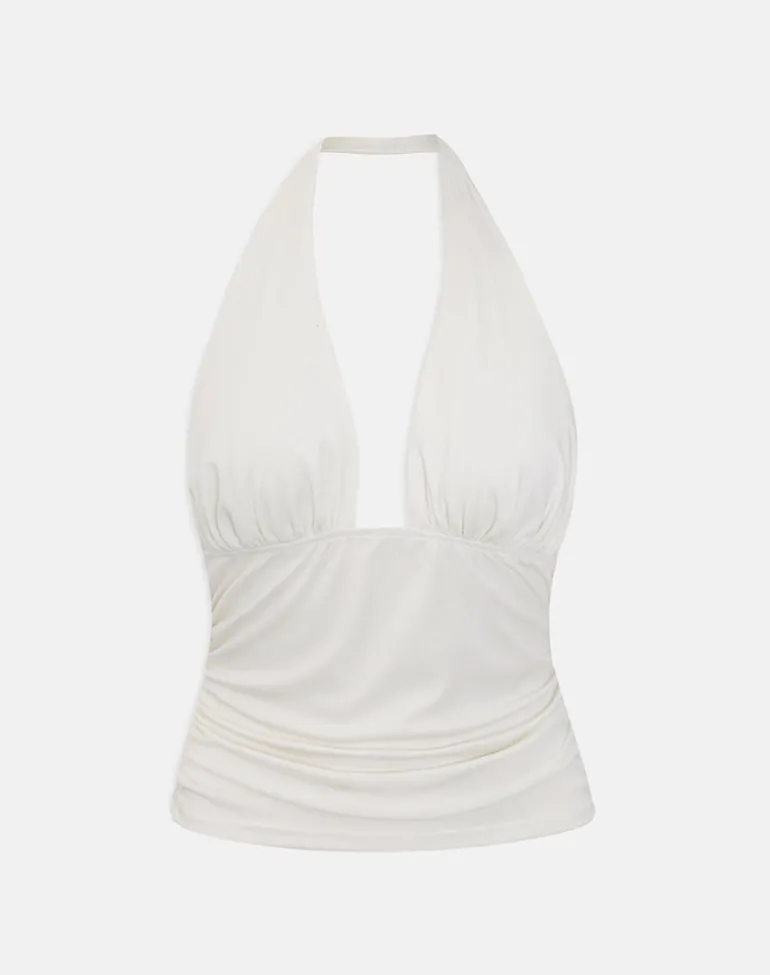 Cosimo Halterneck Top in Cream Eco Lyocell