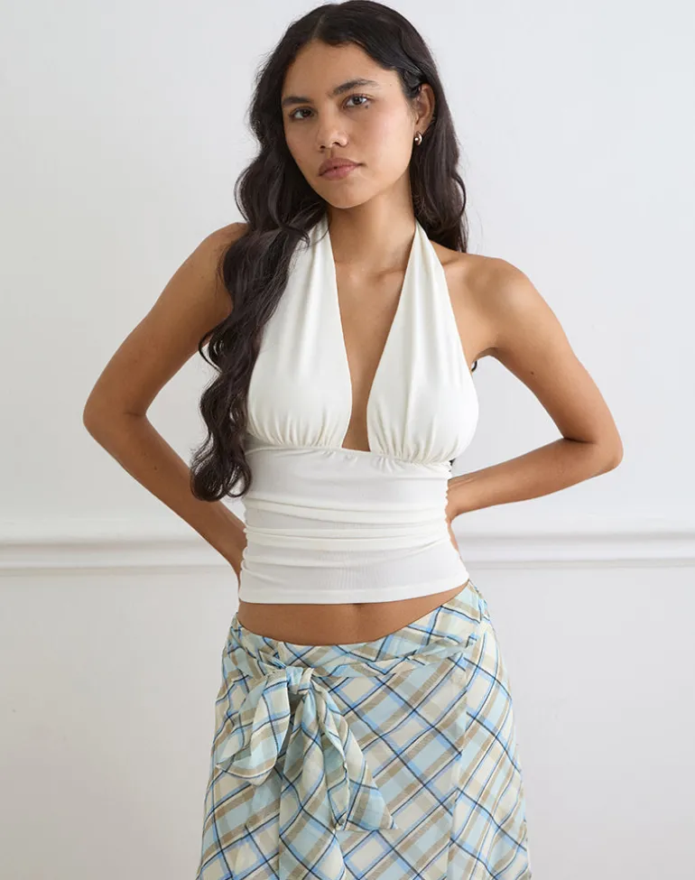 Cosimo Halterneck Top in Cream Eco Lyocell
