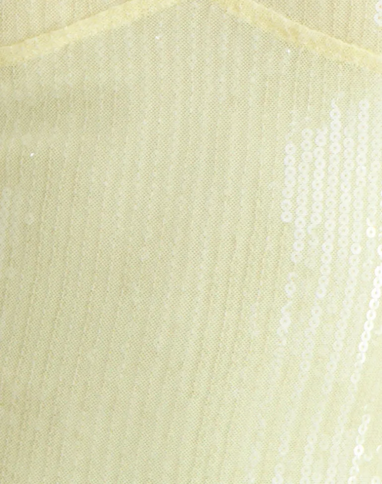 Cosio Halter Top in Clear Sequin Yellow