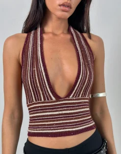 Cosya Top in Shimmer Stripe Knit Rust