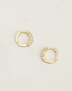 Cubic Zirconia Gold Plated Hinged Huggies Hoop Earrings