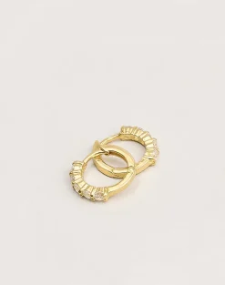 Cubic Zirconia Gold Plated Hinged Huggies Hoop Earrings