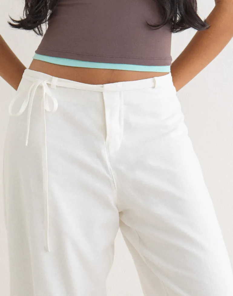 Curisa Trouser with Side Tie in Ivory