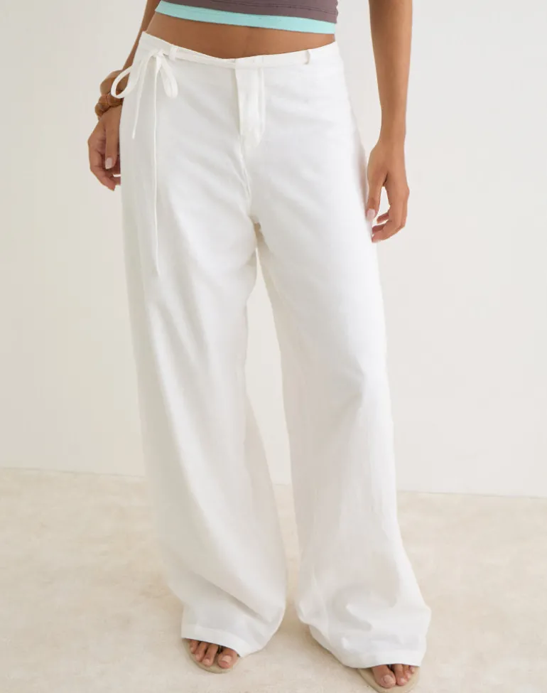 Curisa Trouser with Side Tie in Ivory