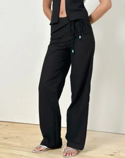 Cursa Trouser in Linen Black with Belt